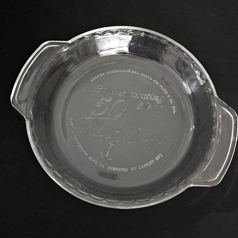 Fire King 50th Anniversary Glass Pie Plate Dish 9" vintage Anchor Hocking